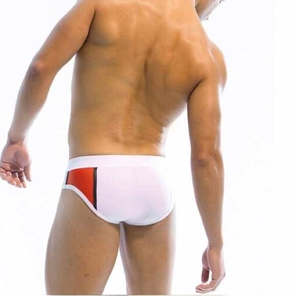 Mens Patchwork Low Waist Swim Trunk - Picture 3 of 3